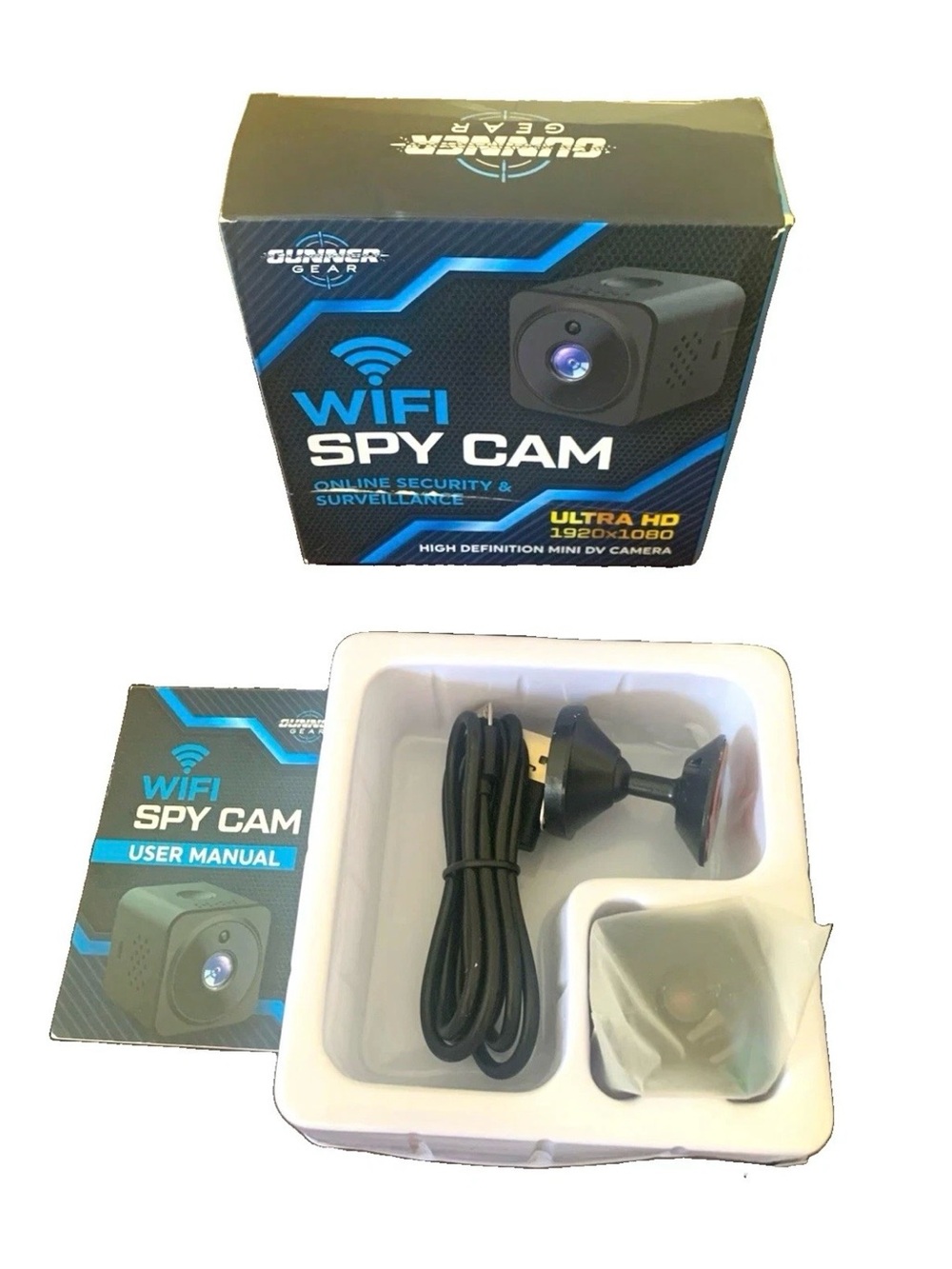 Gunner Gear Mini WiFi Security Camera 1080P Night Vision Motion Detection